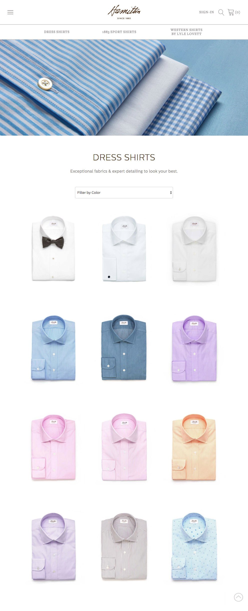 Website Design for Hamilton Shirts