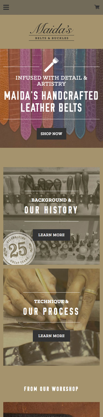 Mobile Web Design for Maidas Belts